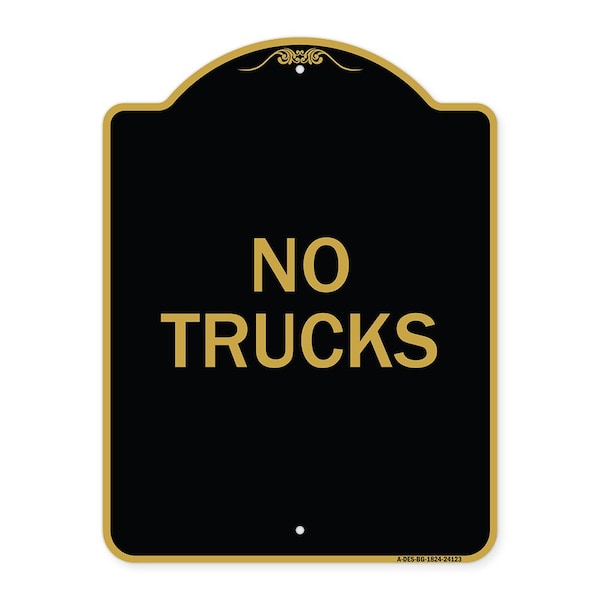 Signmission Designer Series Sign Driveway Sign No Trucks, Black & Gold Aluminum Sign, 18" x 24", BG-1824-24123 A-DES-BG-1824-24123 - main